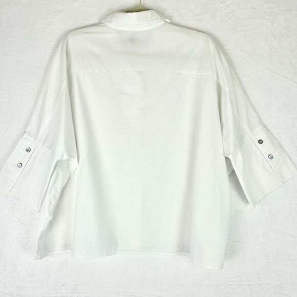Comfy USA Button Up Size Small Dolman Sleeve White Oversized Lagenlook Classic - Picture 2 of 7